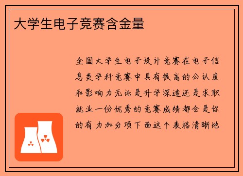 大学生电子竞赛含金量